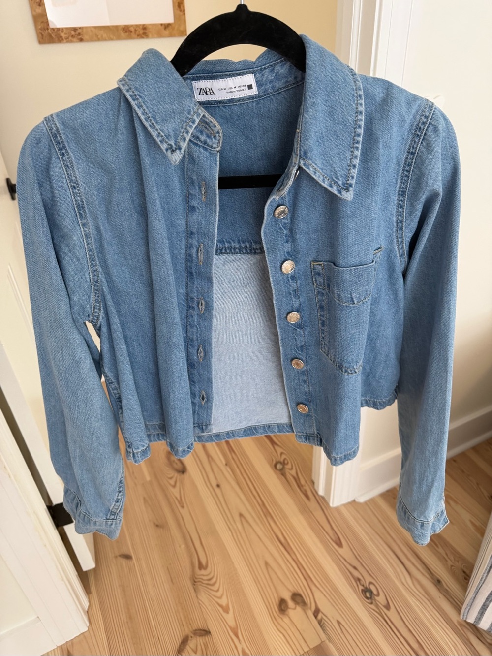 Zara Light Denim Cropped Jean Jacket